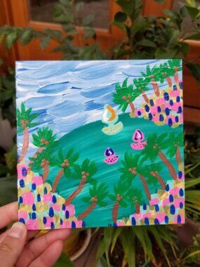 Tropical Island Sailboats Original Art Islands Collection 5 Painting